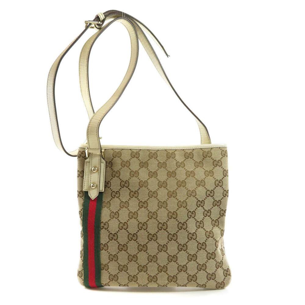 Gucci GG Leather Canvas Bag Shoulder Black
